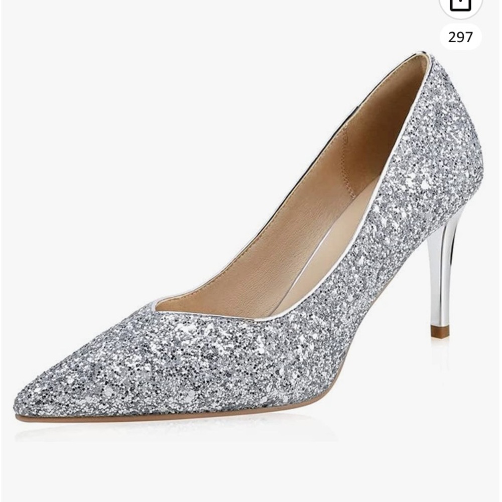 Modatope Classic Sparkly Silver Pump Heels